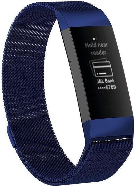 By Qubix Fitbit Charge 3 / 4 Milanese Band - Small - Dark Blue