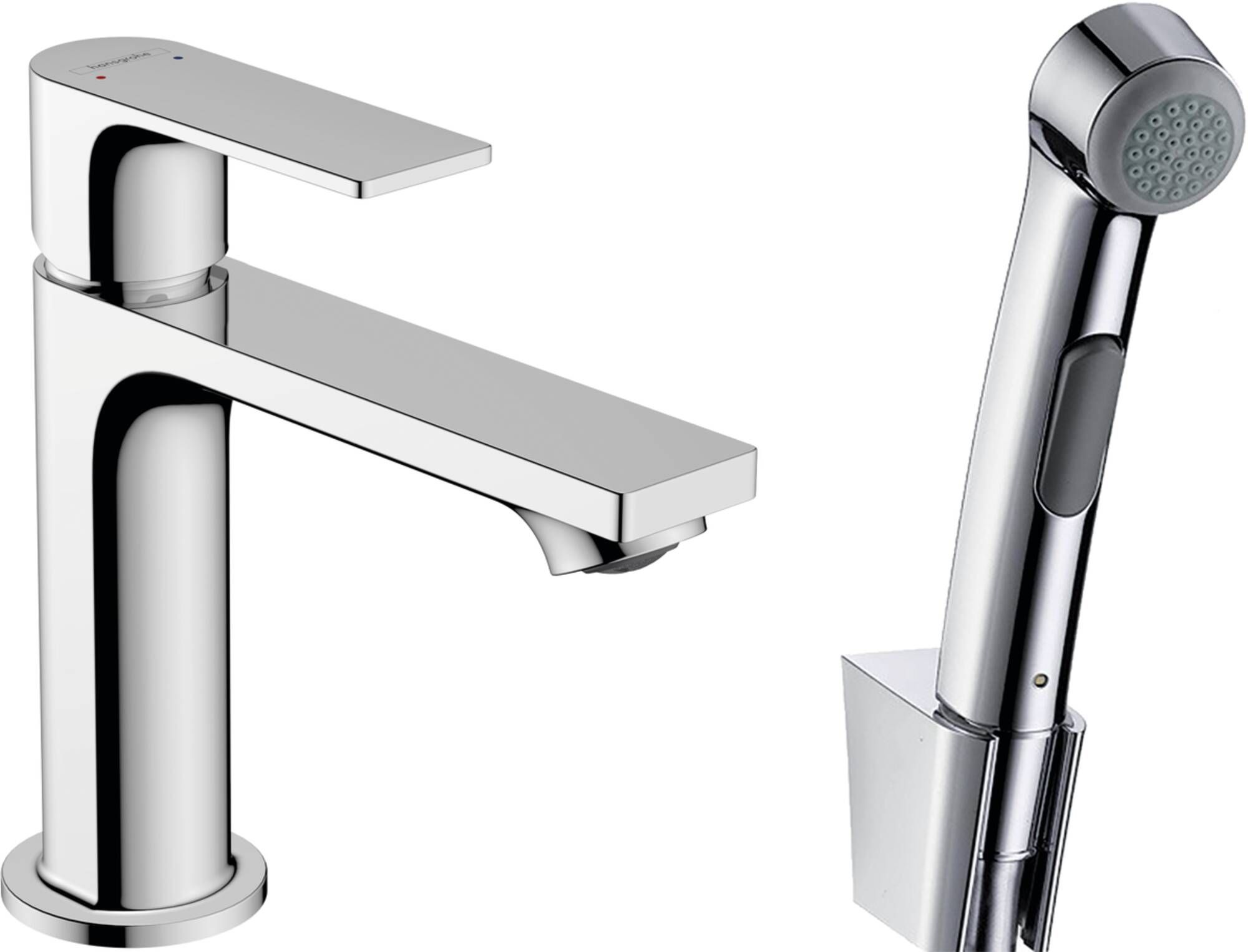 Hansgrohe Rebris E 1-greeps wastafelkraan 110mm bidet douche met slang 160cm chroom 72216000
