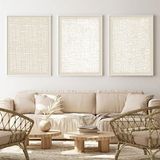 Abstract beige canvas muurkunst Boho Mid Century moderne prints lijnkunst schilderijen wit groot kunstwerk poster neutrale minimalistische afbeelding 40 x 51 cm x 3 zonder lijst