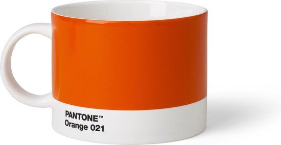 Pantone Theekop en schotel - Bone China - Orange 021 C