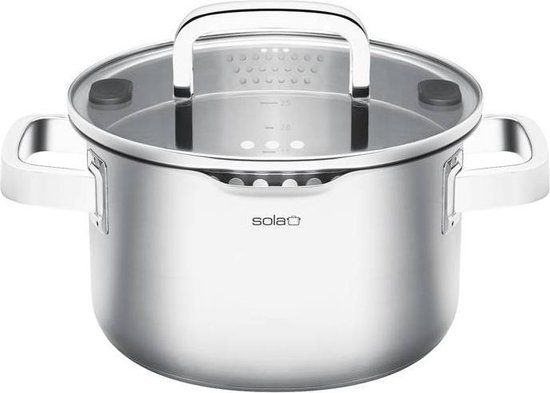 Sola Juvia Kookpan - Ø 24 cm - RVS - Zilver - 5.5L - Met Deksel