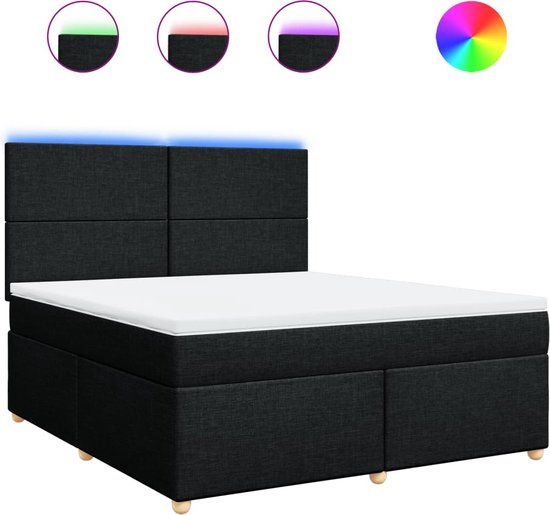 vidaXL Boxspring met matras stof zwart 180x200 cm