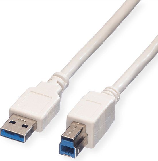 Value USB 3.2 Gen 1 kabel, type A-B, wit, 3 m