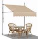 Auvent de balcon - Auvent à clip extensible - Pas de perçage requis - 200 x 120 cm - Commande manuelle - Protection UV - Polyester enduit de polyuréthane 180 g - Cadre en aluminium - Kaki