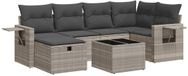 vidaXL 7-delige loungeset met kussens, polyrattan, lichtgrijs