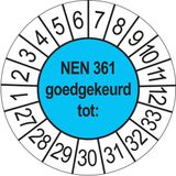 Merkloos / Sans marque Ricard Keuringsstickers NEN 361 Goedgekeurd tot 2027 | 50 stuks, Ø 35 mm | Blauw