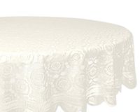 DII Home Essentials tafelkleed, 100% polyester, machinewasbaar, shabby chic, vintage tafelkleed of overlay, 160 cm, rond, vintage kant, crèmekleurig