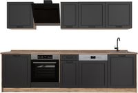 Vicco Complete keukeneenheid R-Line, Antraciet landelijk/Goudkleurig Eiken, 280 cm goudkleurig eiken werkblad