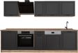 Vicco Complete keukeneenheid R-Line, Antraciet landelijk/Goudkleurig Eiken, 280 cm goudkleurig eiken werkblad