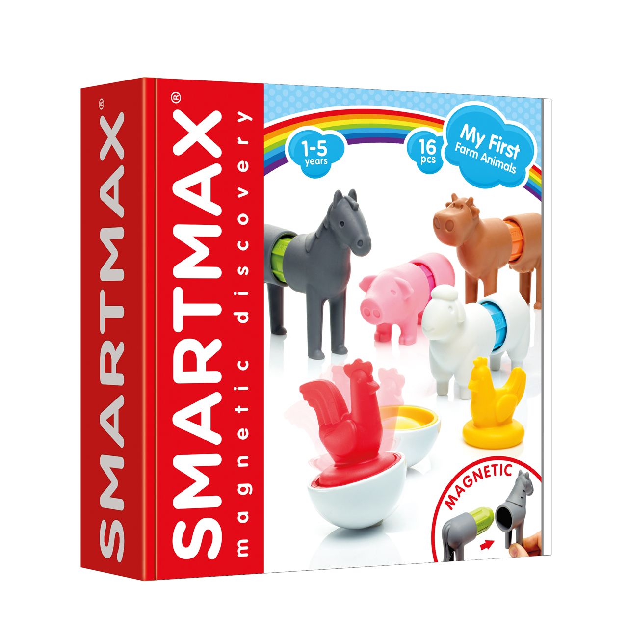 SmartMax My First Farm Animals - Magnetisch constructiespeelgoed - 16 delig