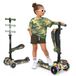 Hurtle Kinderstep, 3 wielen, opvouwbare kinderstep met verstelbare hoogte, antislip dienblad, led-verlichte wielen, step voor meisjes/jongens van 2 tot 12 jaar