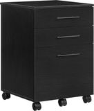 HICON Ladeblok Bureau met Wielen – 3 Lades – Zwart Houtlook – 40×40×57,5 cm