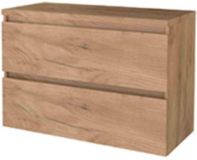 Basic Line Start 46 Badkamermeubelset - 100 x 46 cm - Greeploos - 2 Lades - Wastafelblad - Whisky Oak