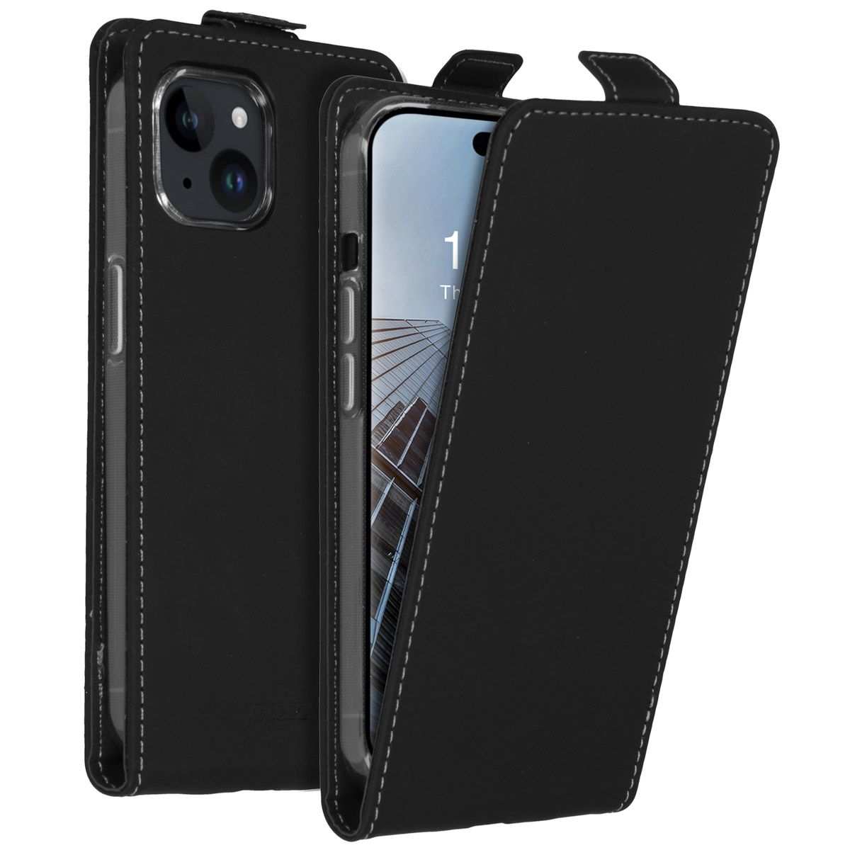 Accezz Flipcase iPhone 15 - Black - Leatherette - with Card Slot