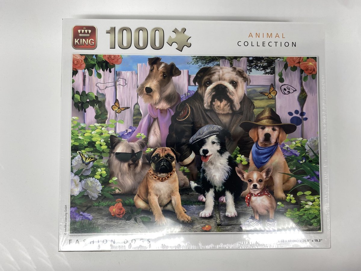 King - Legpuzzel - Fashion Dogs - Mode honden - Animal collection - Legpuzzel voor volwassenen - legpuzzel voor jongens - legpuzzel voor meisjes 1000 stukjes (ca. 68 x 49 cm)