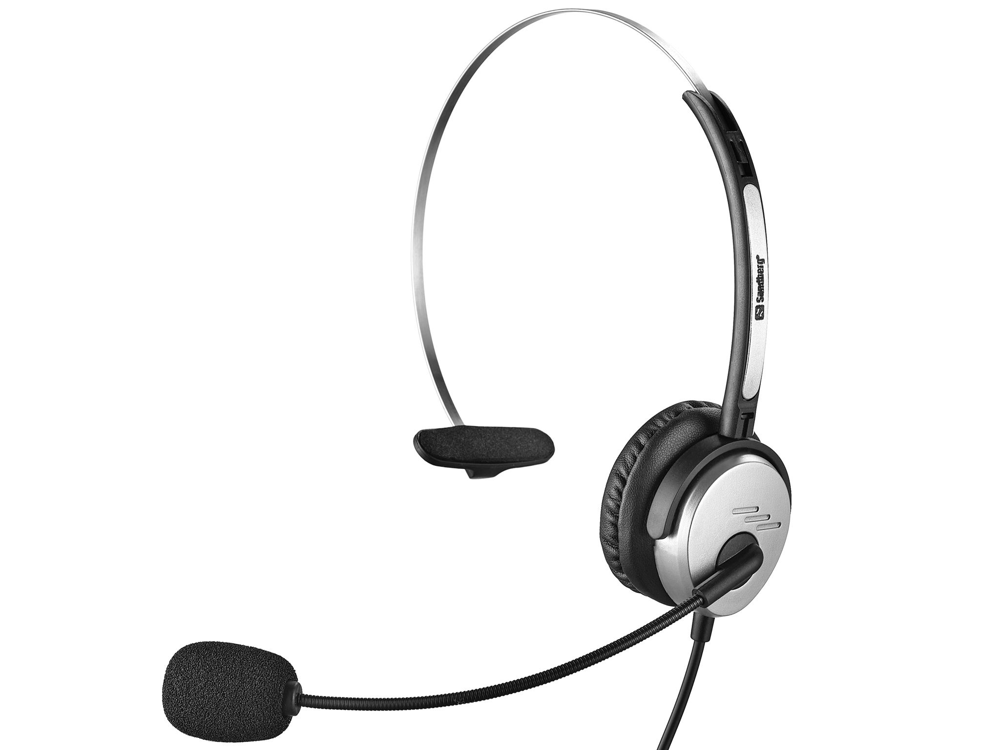 Sandberg USB Mono Headset - On-Ear - Wired - Black/Silver