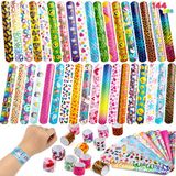 JOYIN 144 stuks klikarmbanden dieren kinderen klaparmband slap armband cadeautje kinderverjaardag jongen meisjes cadeautje klikarmbanden set Give Aways klaparmbanden slap bands armbanden