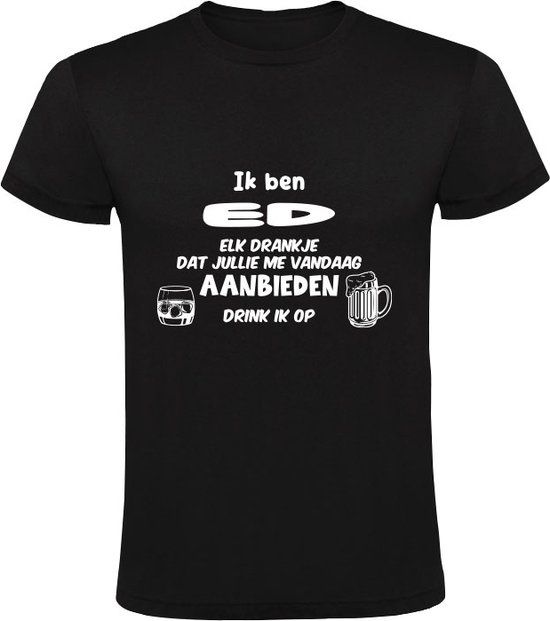Heren T-shirt - Ik ben Ed, jarig, verjaardag, cadeau - Zwart - XL