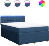 vidaXL Boxspringbed met matras, stof, blauw, 140x200 cm