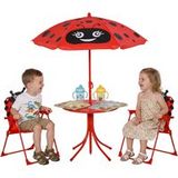 Ensemble de mobilier de jardin pour enfants 4 pièces, acier et tissu Oxford, rouge