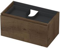 INK - Onderkast 1L met Binnenlade Greeploos Houten Keerlijst Fineer - 800x450x400 Mm - Chocolate Fineer