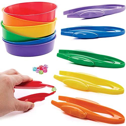 Baker Ross FC936 Plastic pincetten en sorteerbakjes - Set van 6 sets, Knutselgereedschap voor kinderen, Opbergers voor kunst en handwerk, Knutselaccessoires