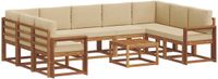 vidaXL Hoek loungeset 4 zitplaatsen Acacia hout Natuurlijk en beige