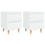 VidaXL Nachtkastjes 2 st met grenenhouten poten 40x35x50 cm wit