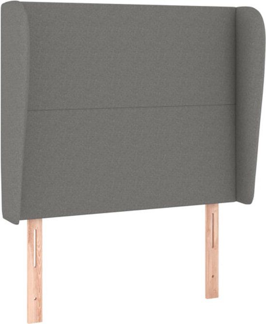 vidaXL Hoofdbord met randen 83x23x118/128 cm stof donkergrijs