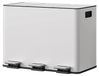 Poubelle cuisine 45 litres - Poubelle à pédale 3x15 litres - 3 compartiments - Inox - Fermeture douce - Blanc
