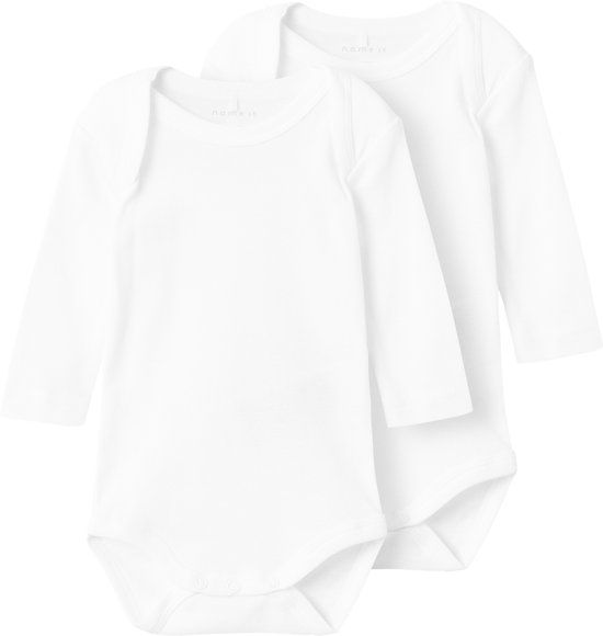 name it NBNBODY 2P LS SOLID WHITE NOOS Unisex Rompertje - Bright White - Maat 50