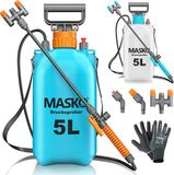 MASKO® Drukspuit - Zuurbestendig met verstelbare sproeiers - 1,3 m slang en draagriem - 3 liter lichtblauw