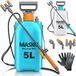 MASKO® Drukspuit - Zuurbestendig met verstelbare sproeiers - 1,3 m slang en draagriem - 3 liter lichtblauw