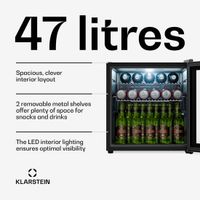 Klarstein Drankkoelkast met Glazen Deur - 47 Liter Mini-Drankkoelkast