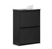 SoBuy FSR165-K-SCH Schoenenkast - Zwart Houtcomposiet met 2 Flappen & Rek