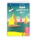 69-8109 Bon 69-8109 FLUO kaart Birthday Enjoy your day met envelop 12 x 17,5 cm – illustratie van boten zeilboten regate ligstoel strand blauwe zeemeeuw – echte fluo-inkten – gemaakt en geproduceerd in