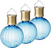Merkloos Kaemingk B.V. 3x Buiten/tuin Led blauwe lampion solar verlichting 11 cm