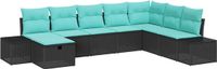 vidaXL Tuinbank Set Zwart Poly Rattan