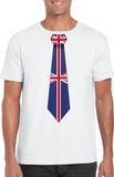 Bellatio Decorations Shoppartners Bv Supporters T-shirt - wit - met vlag Groot Britannie kleuren stropdas - heren - korte mouw L