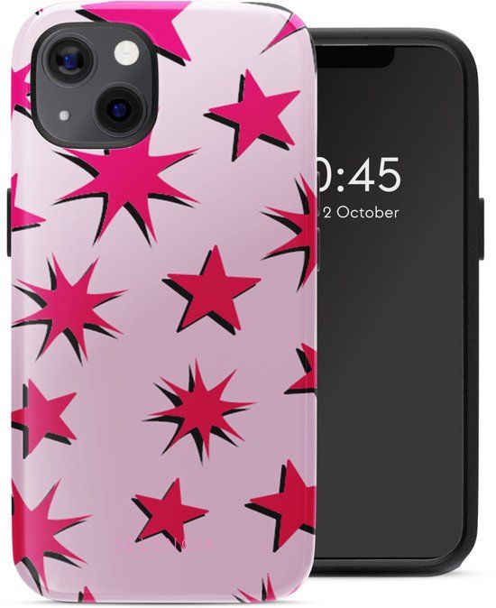 Selencia Hoesje - Geschikt voor Apple iPhone 13 - Backcover geschikt voor MagSafe - Stars Rubine Red Light Pink