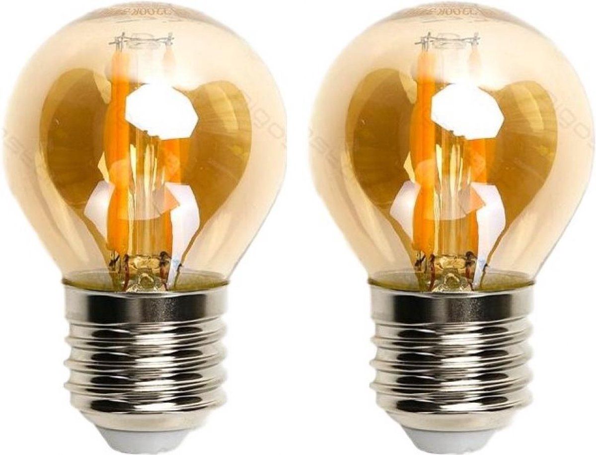 Aigostar Kogellamp E27 2 stuks | 6W=50W warmwit | 2200K - amber glas