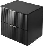 3xE living Meuble sous-vasque 60 cm, noir, poignée argentée