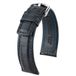 HIRSCH Grand Duke Bracelet - Veau italien avec gaufrage alligator, largeur de fixation 22 mm, noir