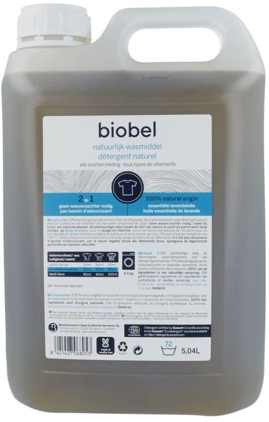Biobel Vloeibaar Wasmiddel 5L Fris