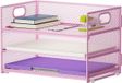 Bureau Organizer Handgreep Brievenbakje - Bureau Opbergvak - Mesh Bureau Accessoires - Tijdschriftenhouder - Roze