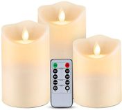 Unyqoos® Set van drie waterdichte LED-kaarsen met afstandsbediening en timerfunctie