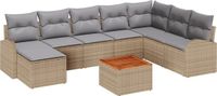 vidaXL Tuinbank Set Beige en Lichtgrijs Polyrattan