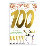 Age Mv 69-2046 verjaardagskaart, 100 jaar, heren, dames, motief fluiten, champagne-vuurwerk