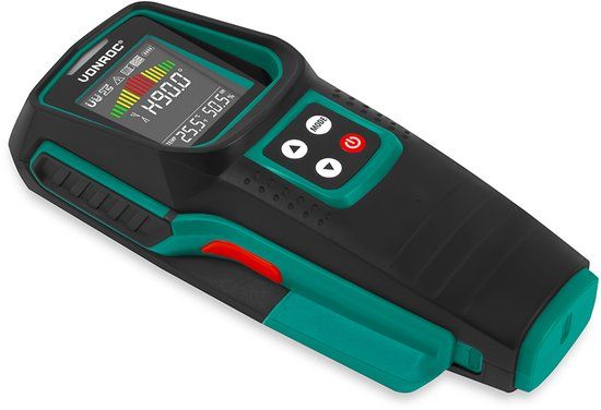 VONROC Leidingzoeker – Multidetector - leidingen, metaal, elektra en hout - digitale hoekmeter - multicolor LCD scherm