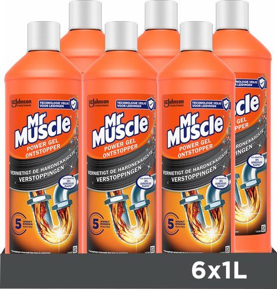 Mr. Muscle Power Gel Ontstopper - 6 x 1000 ml - Voordeelverpakking